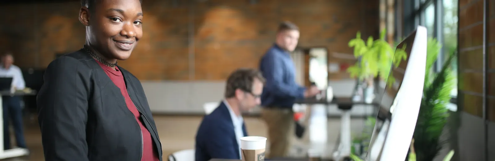 Client being helped at an office counter